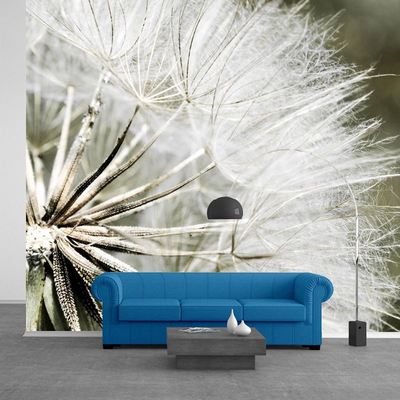 Contemporary Dandelion Mural Environment Friendly Wallpaper for Living Room