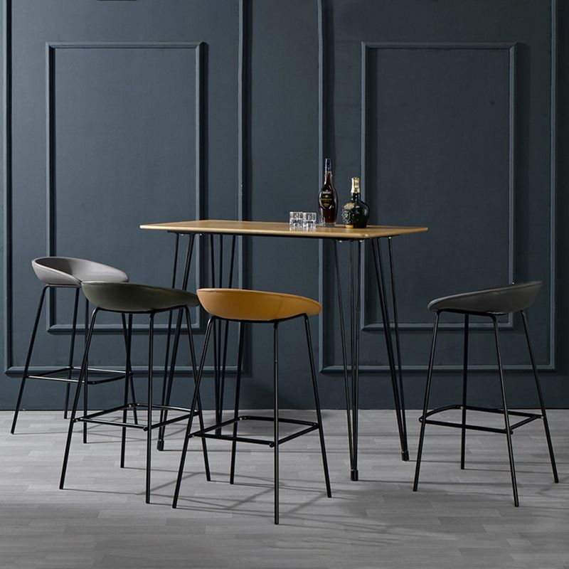 Contemporary Faux Leather Counter Stool Counter Height Bar Stool with Footrest