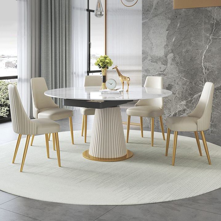 Glam 1/4/5/7 Pieces Leather Dinette Set with Sintered Stone Top Scalable Dining Table Set