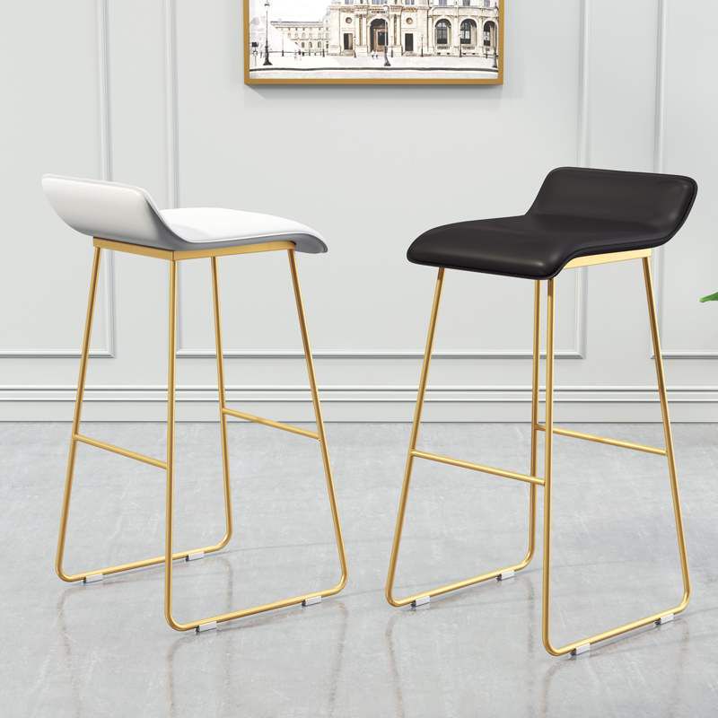 Coffee Shop Counter Stool Glam Metal Footrest Low Back Counter Stools