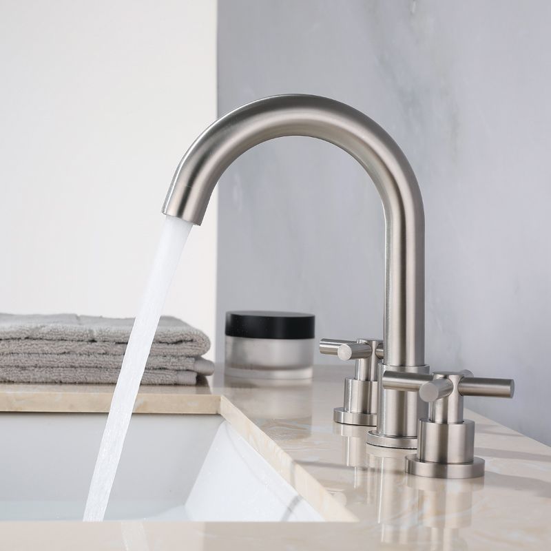 Stainless Steel Sink Faucet Circular Cross Handles Faucet for Bathroom