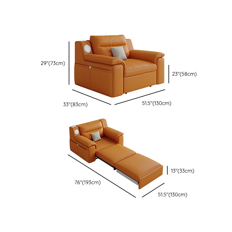 32" Wide Contemporary Futon Sofa Bed Orange Pillow Back Sleeper Sofa