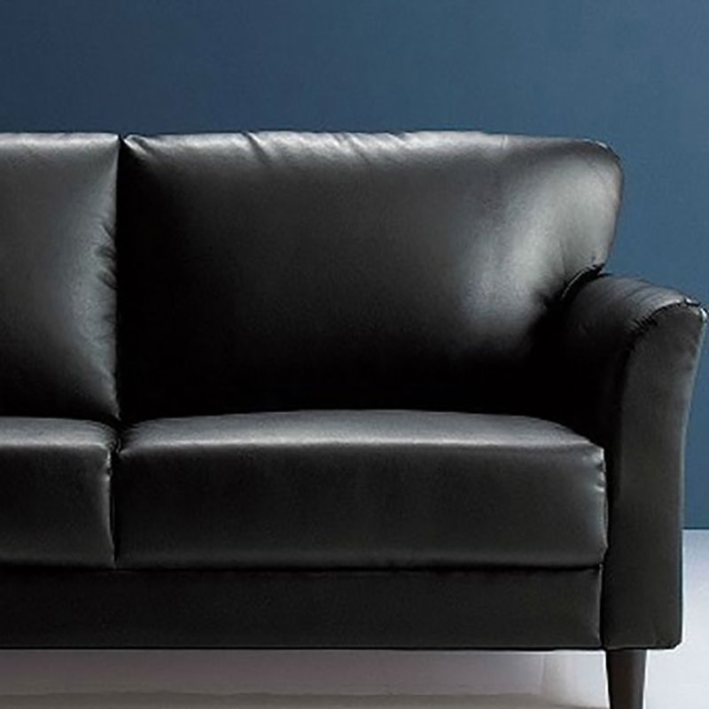 Modern 4 Wood Legs Standard Sofa Faux Leather Flared Arm Sofa
