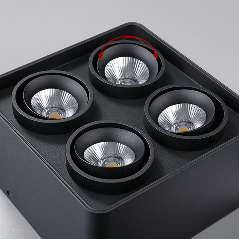 Black Square Ceiling Light Fixture Simple LED Flush Mount for Bedroom
