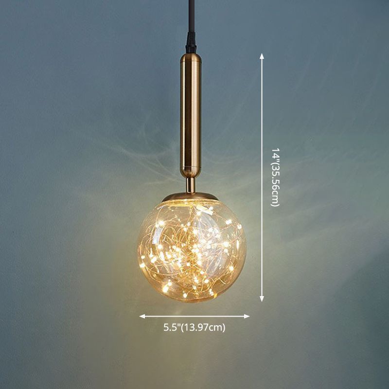 Pendante à LED créative moderne LEMPRE LETURE THRURGED FER LUMIRE À LA CHARGE EN VERRE CARRE