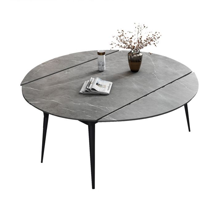 Juego de comedor moderno extensible con tapa de piedra sinterizada y juego de mesa formal de pierna negra