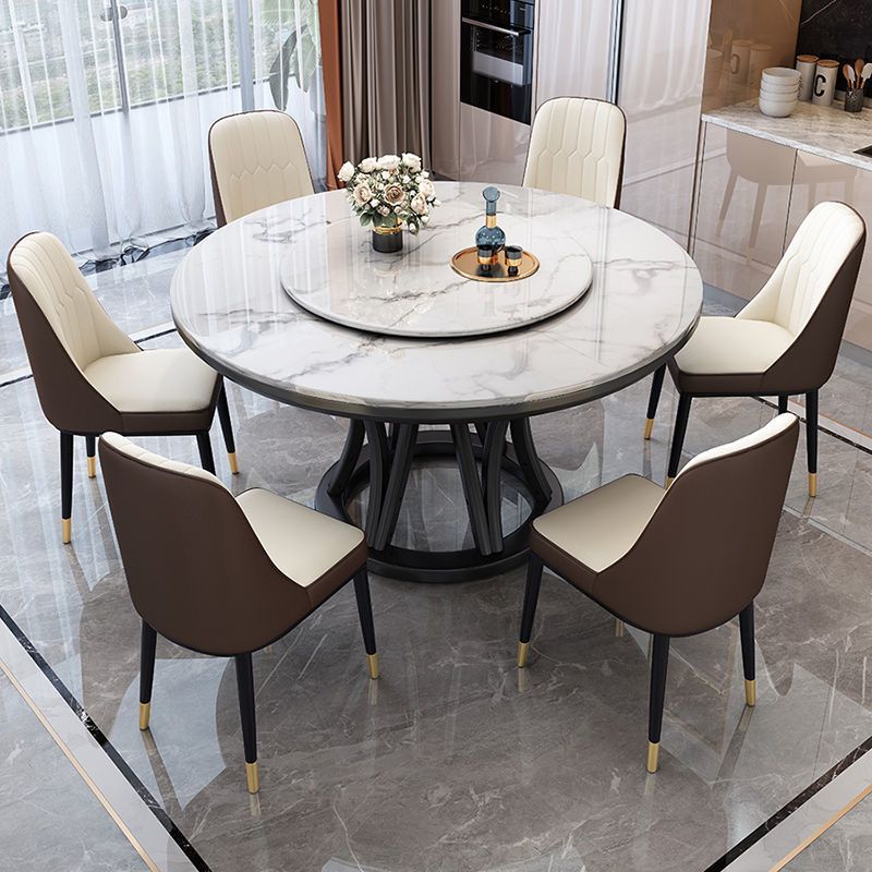Modern Style Dining Table Round Dining Table with Turntable for Kitchen