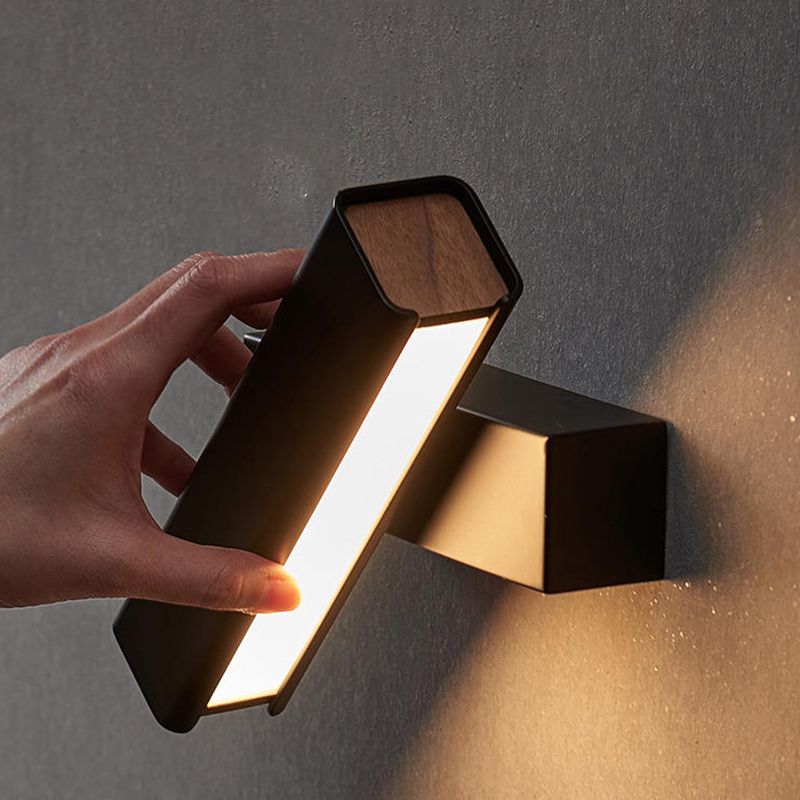 Rectangle Shape Metal Wall Lighting Idea Modern Style 1 Light Wall Light Fixture