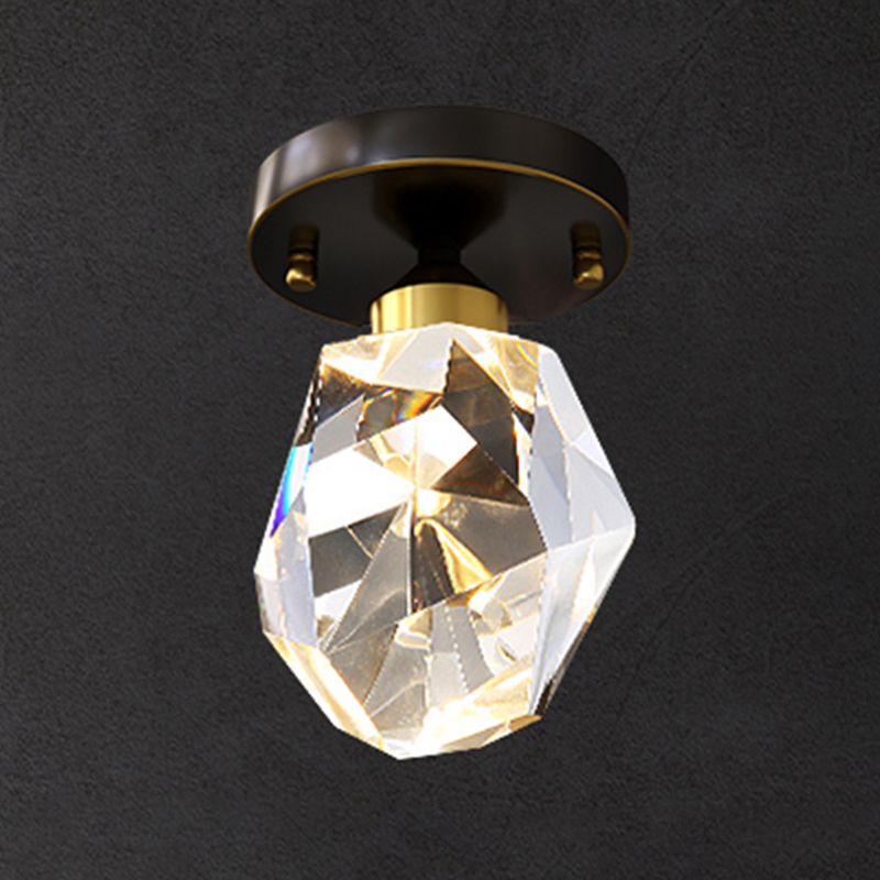 Single Head LED Ceiling Lighting Modern Flush Mounted Ceiling Lights with Crystal Shade