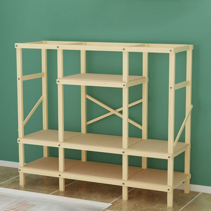 Contemporary Style Wardrobe Pine Solid Wood 1-Door Wardrobe Closet for Bedroom