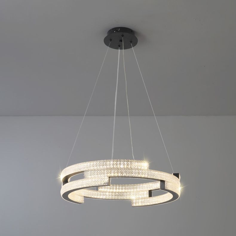 Contemporary Luxury LED Pendant Light Metal Linear Chandelier for Living Room