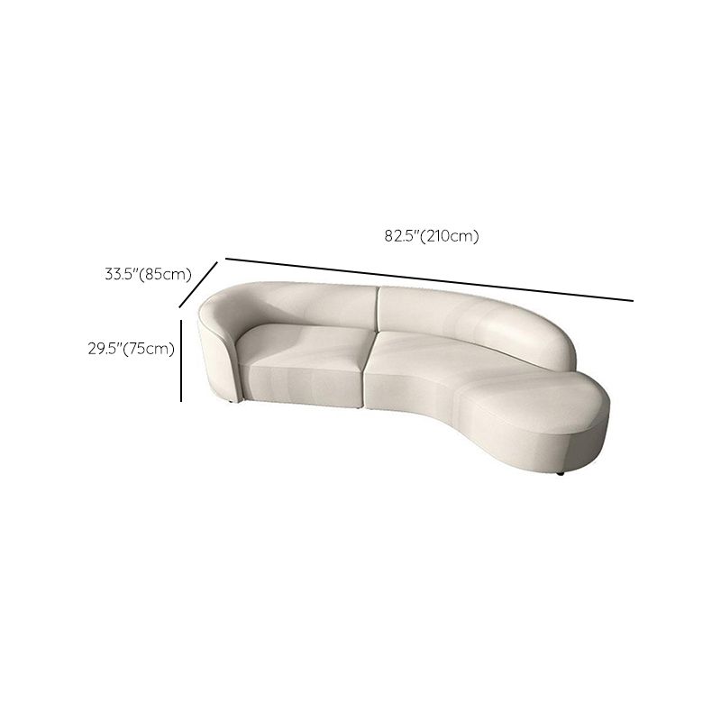 29"H Scandinavian Sectional Sofa White Leather Sleeper Sectional