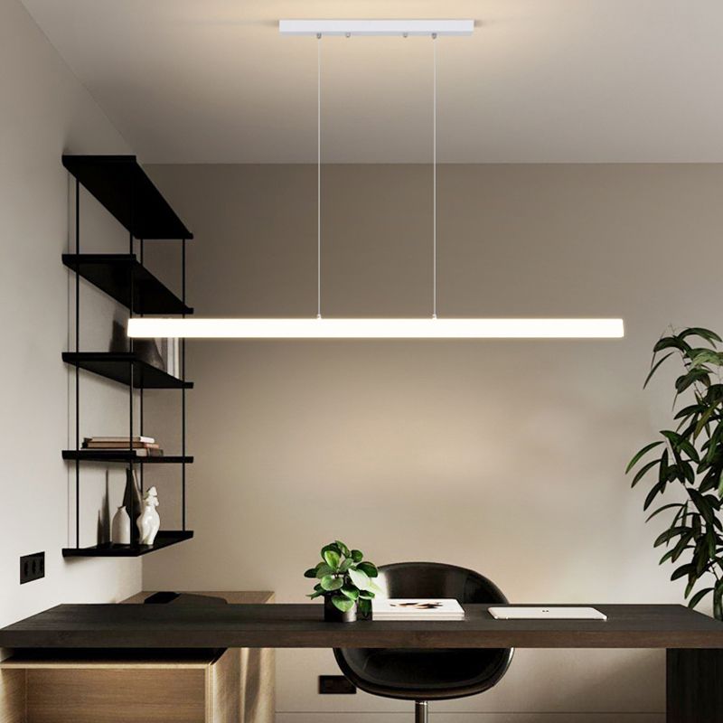 LED Island Lamp Modern Simple Island Hanging Lamp with Plastic Shade for Dining Room