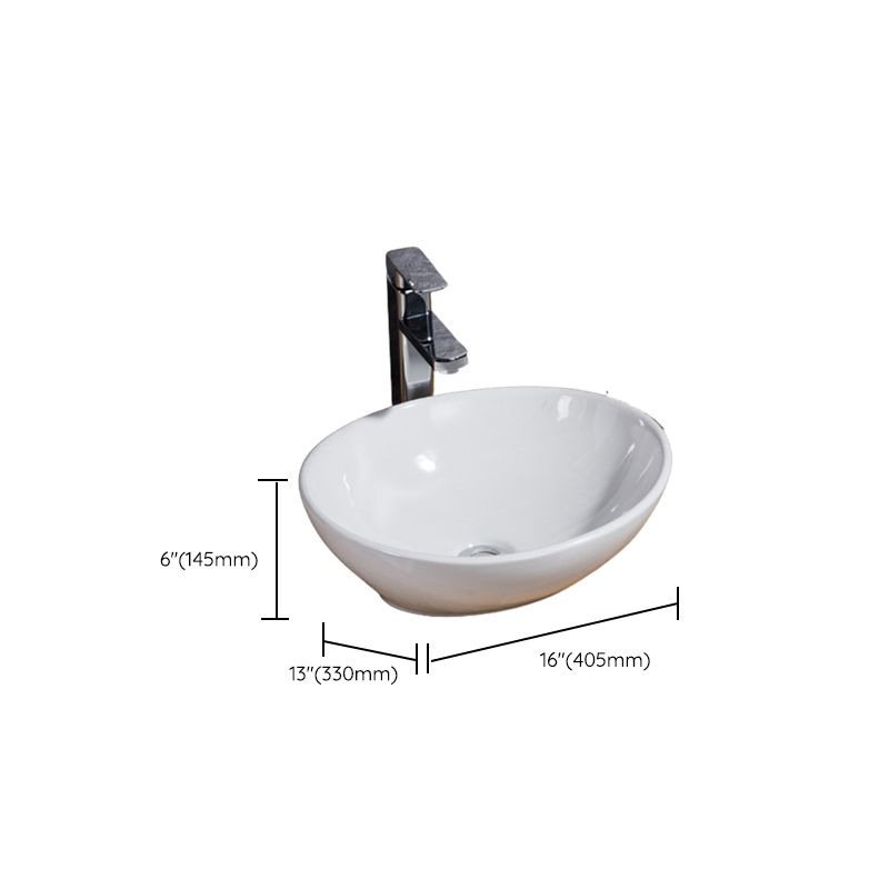 Modern Bathroom Sink Solid Color Porcelain Vessel Bathroom Sink