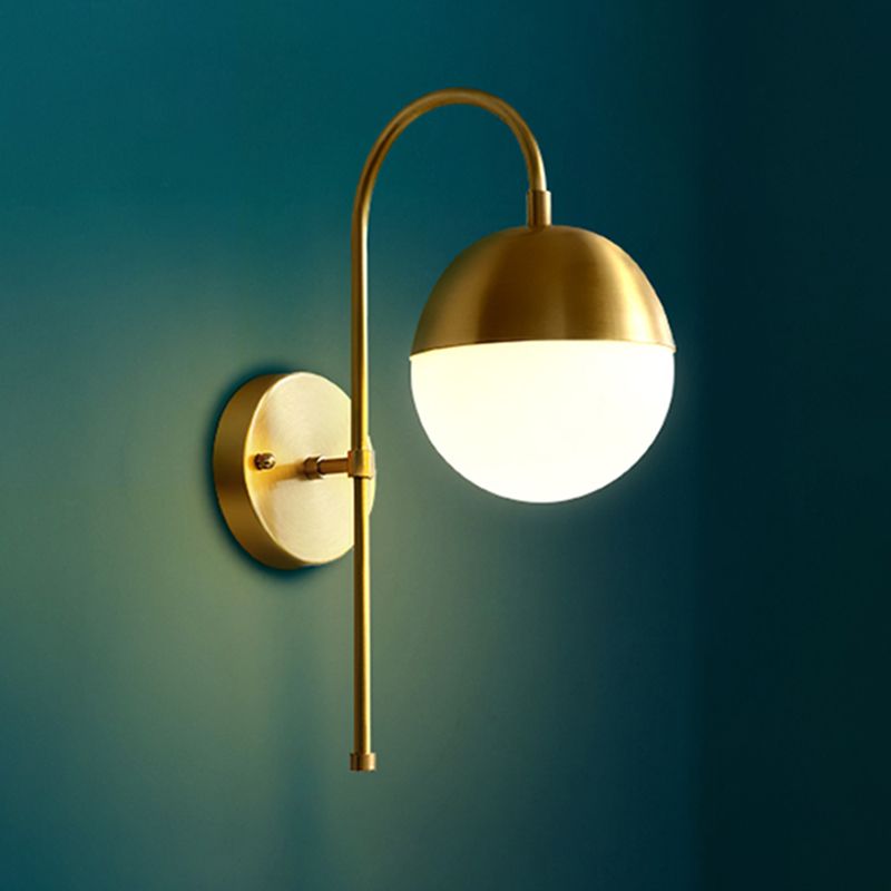 Contemporary Glass Lampshade Wall Sconce One Head Metal Wall Mounted Light Fixture for Living Room