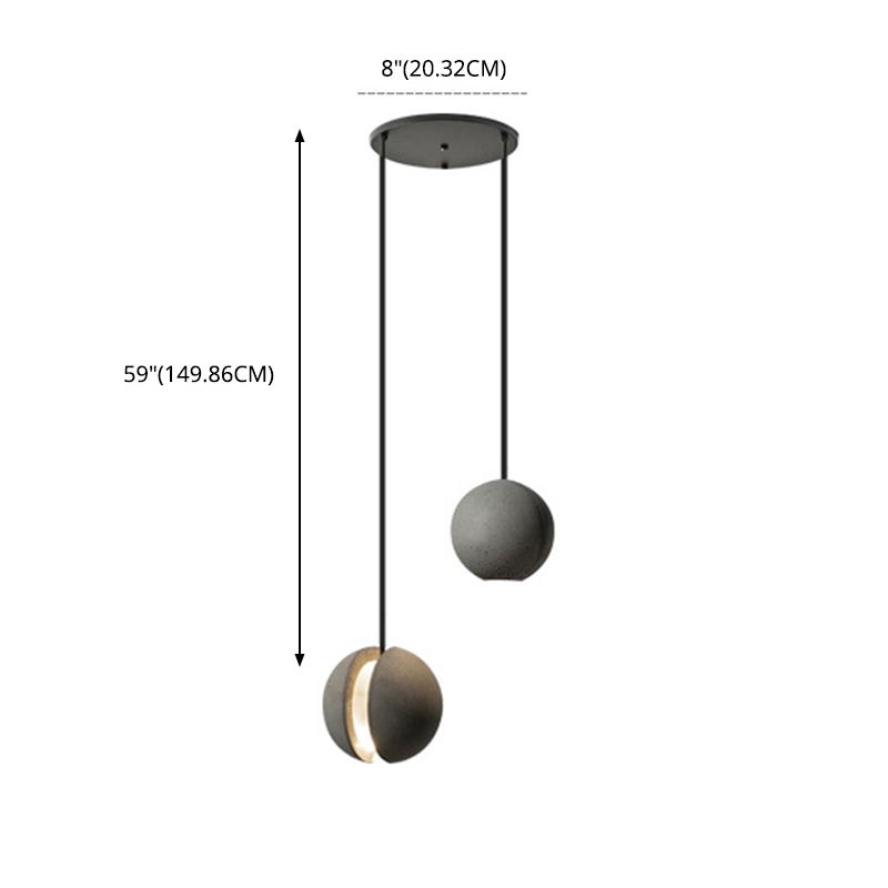 Mini Sphere Hanging Lamp Modern Cement 1 Head Restaurant Pendant Light in Grey