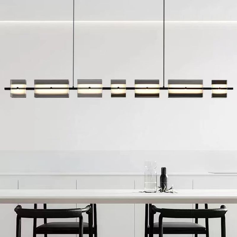 Contemporary LED Hanging Light Glass Island Light Fixture for Dining Room