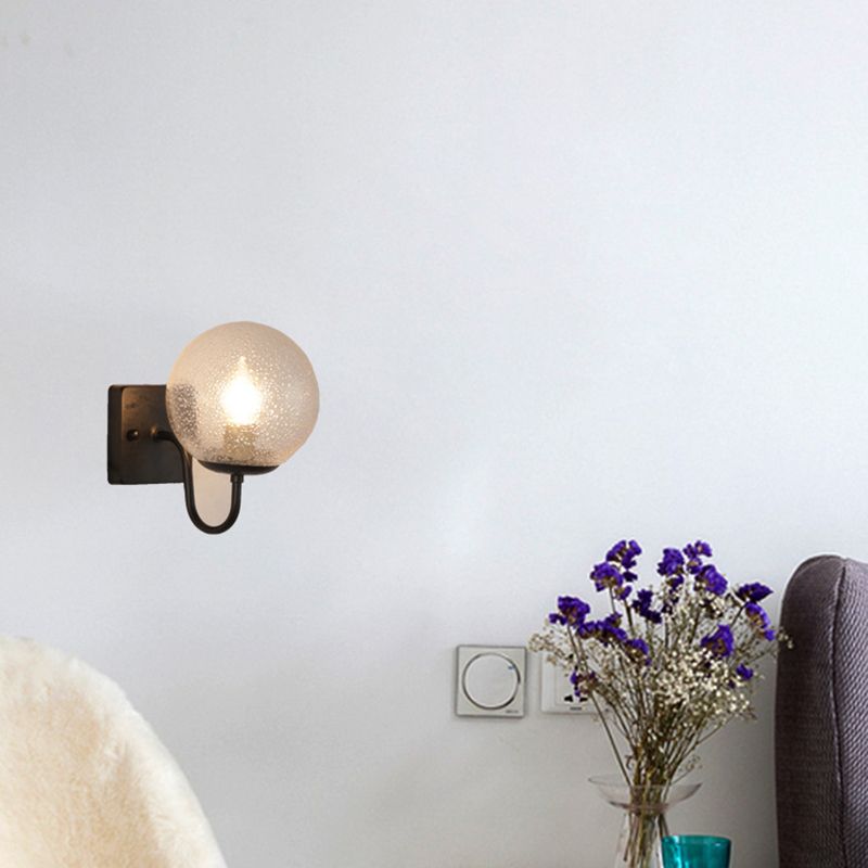 Industrial Glass Wall Light Globe 9.5" High Wall Sconce in Black for Bedroom