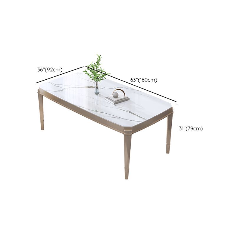 Modern 1/2/5/7 Pieces Dining Room Table Stone Rectangle Furniture in White