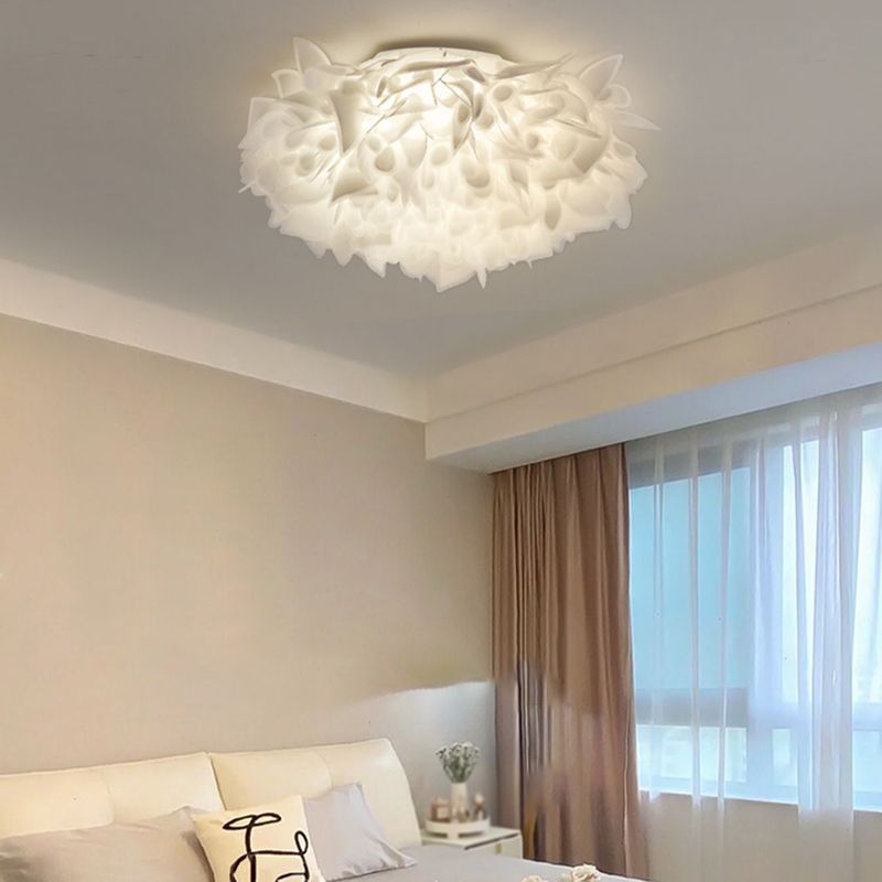 LED Modern Metal Flush Mount Geometric Shape Ceiling Light with PVC Shade for Bedroom