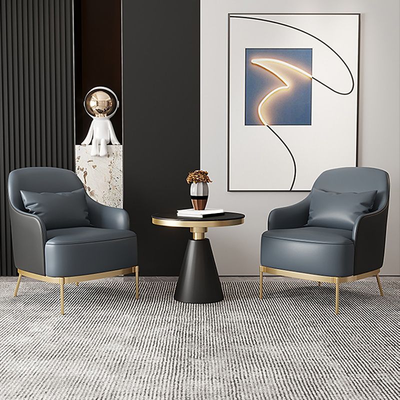 Transitional Sewn Pillow Back 4 Legs Chair Upholstered Recessed Arms Chair