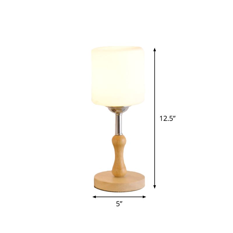 Globe/Zylinder/quadratische Nachttischlicht modernistisch gefrostetes Glas 1 helle Holz Nachtlampe für Bett