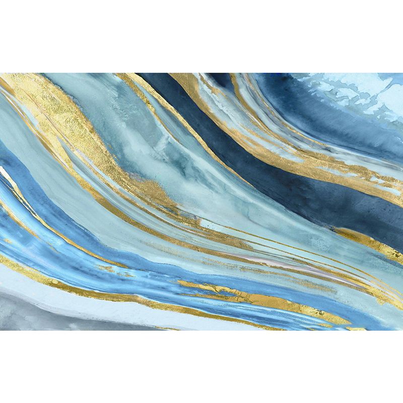 Extra Large Watercolors Mural Scandinavian 3D Effect Stripe Wall Covering in Blue