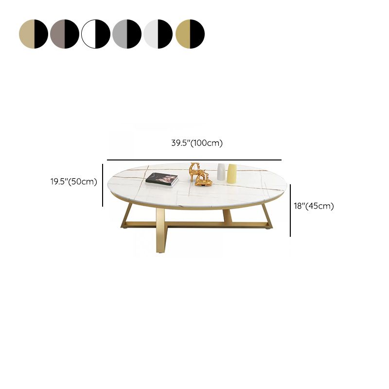 Contemporary Coffee Table Oval Single Stone Coffee Cocktail Table