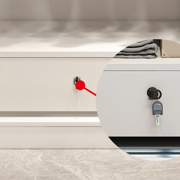 Contemporary Cabinet with Sliding Door Engineered Wood Beige Storage Cabinet