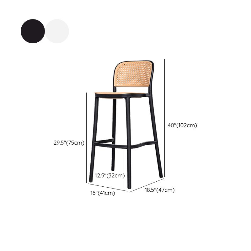 Plastic Stackable Bar Stool Modern Backrest Bar Stools for Dining Room