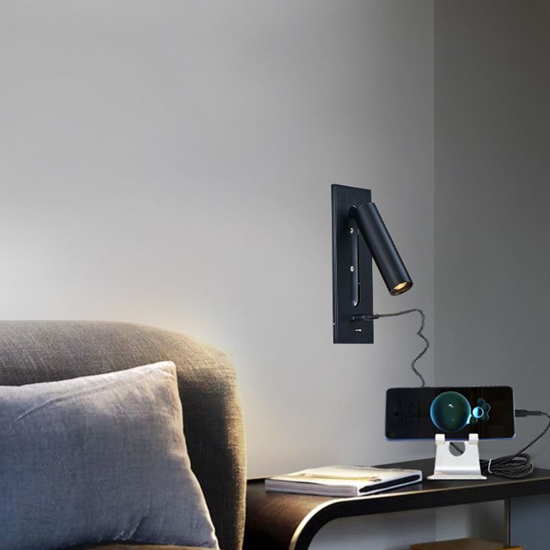 LED Modern Metal Wall Sconce Cylinder Shape Wall Light with Glass Shade for Living Room