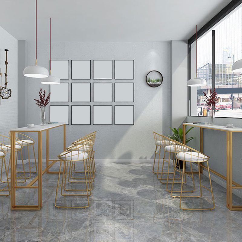 Contemporary Backrest Bar Stools Metal Barstool with Gold Footrest