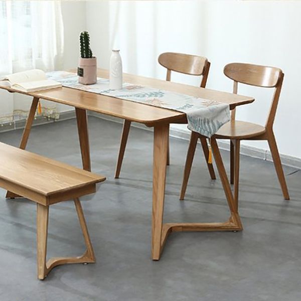 Modern Armless Backrest Wood Chair with Oak Legs for Dining Room