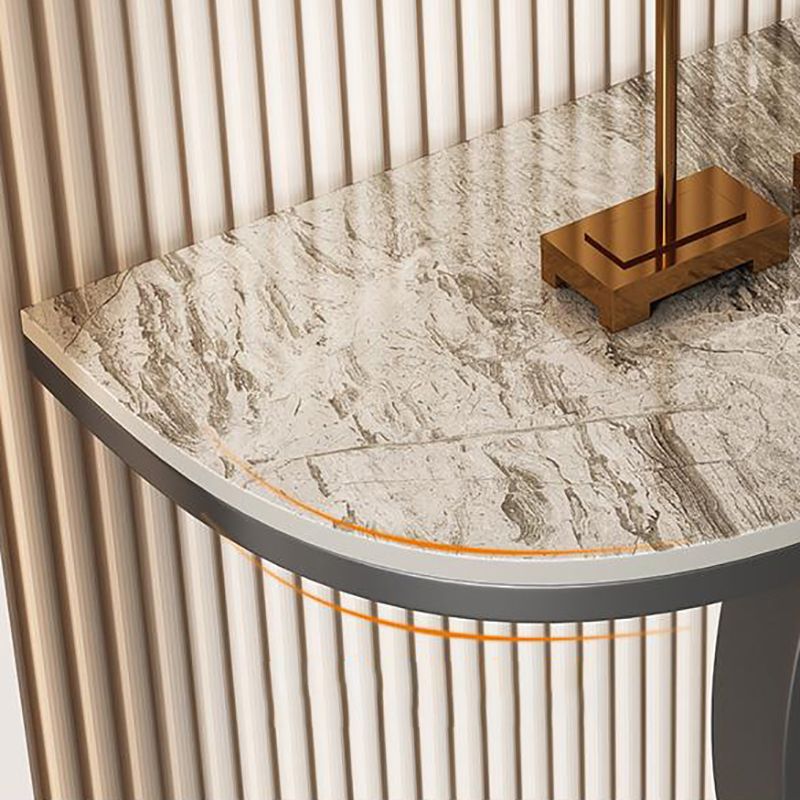 Half Moon Shape Contemporary Console Table White Stone Console Sofa Table