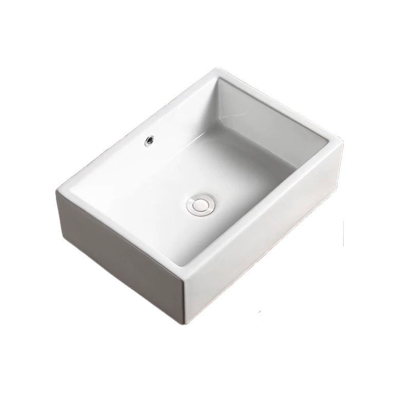Modern Vessel Bathroom Sink Porcelain Oval with Pop-Up Drain Bathroom Sink