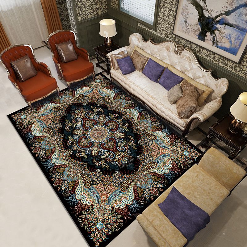 Moroccan Paisley Pattern Carpet Polyester Indoor Rug Pet Friendly Area Rug for Living Room