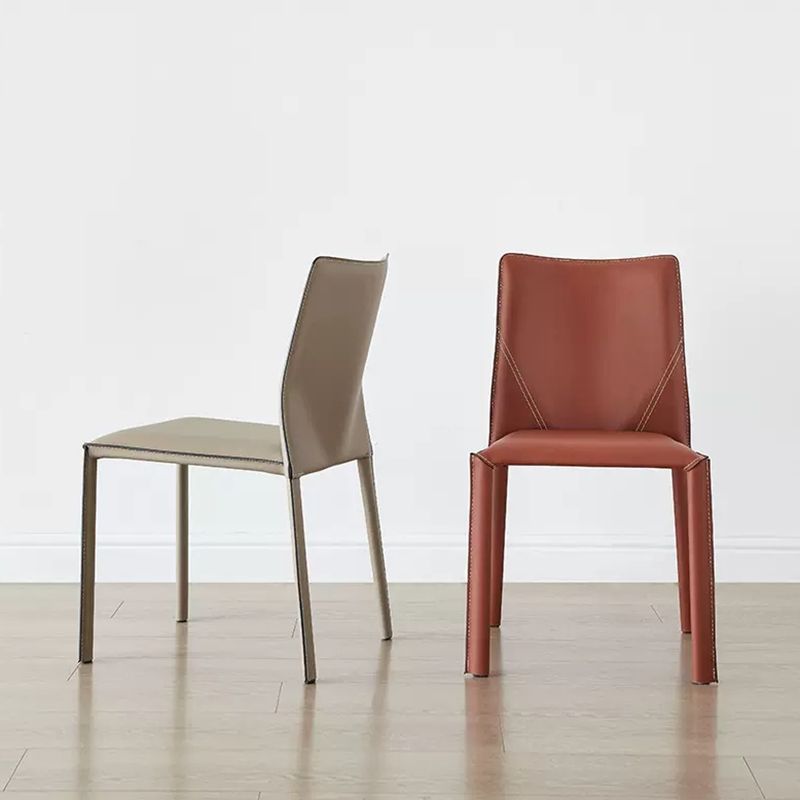 Nordic Style Side Chair Faux Leather Kitchen Dining Chair with Metal Frame (Set of 2)