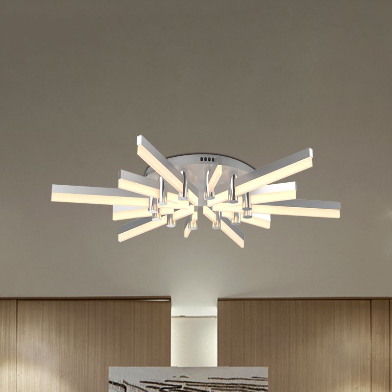 5/6 luci illuminazione semi -montaggio interno con tonalità acrilica sputnik moderna lampada a soffitto con finitura argento moderna