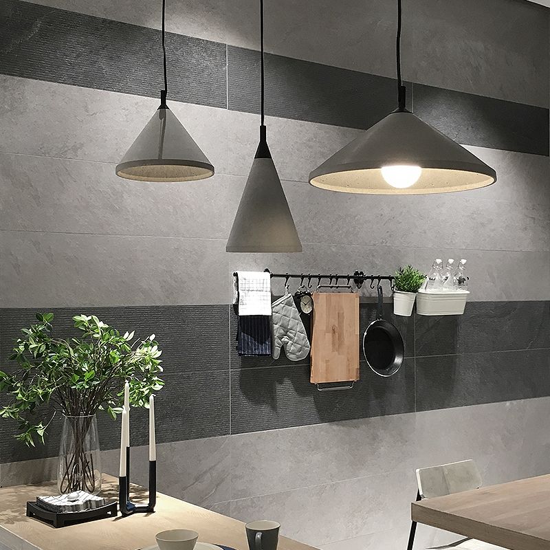 Modern Cone Down Mini Pendant Grey Cement Hanging Ceiling Light with 1 Light