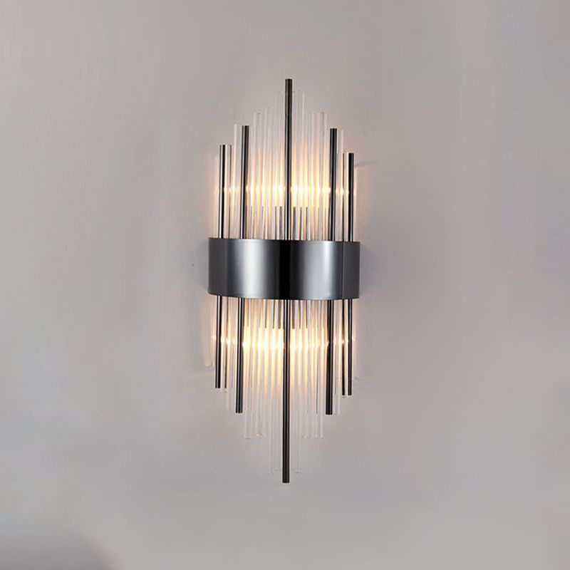 2 lichten Crystal Flush Mount Wall Sconce in zwart/gouden postmodern sconce licht