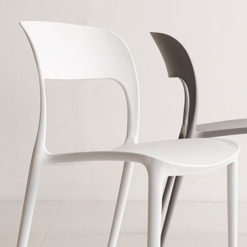 Nordic Style Armless Side Chairs Open Back Chairs with Plastic Legs for Home Use