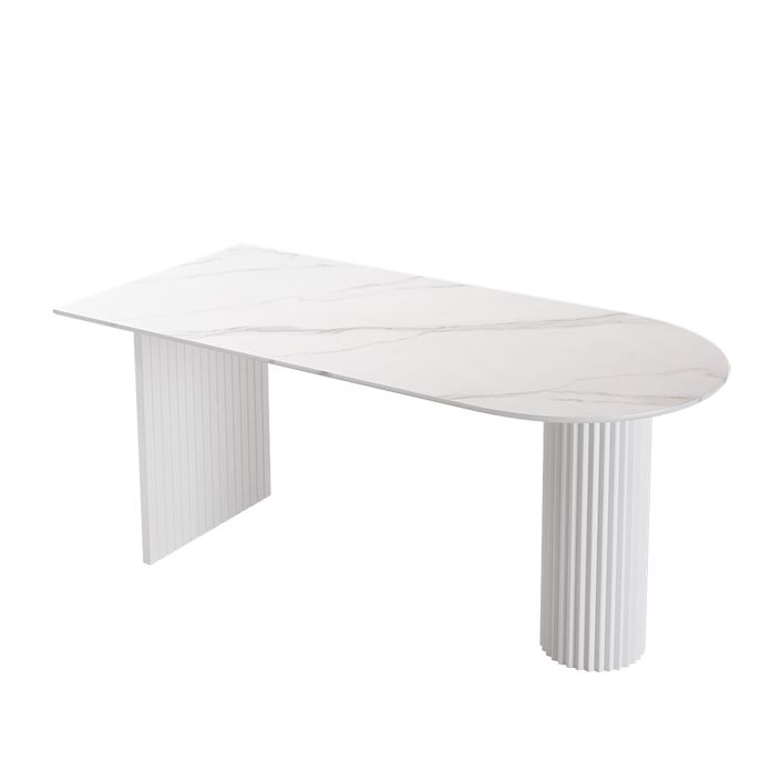 Dining Room Kitchen Table Modern Oval Solid Wood Double Pedestal Table