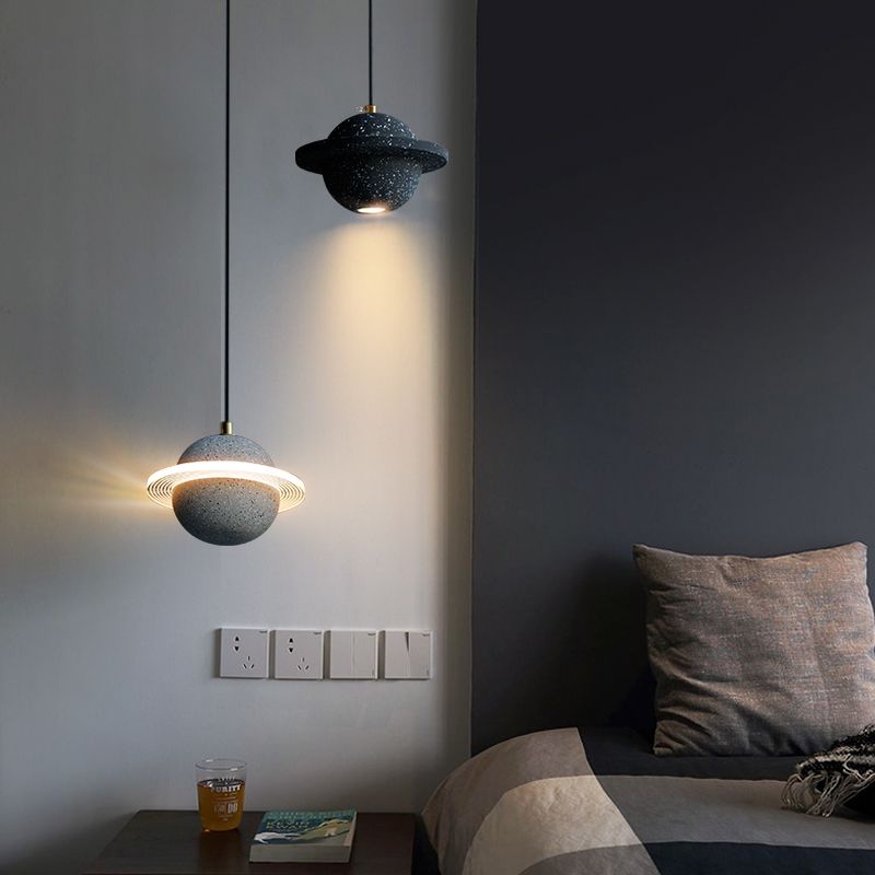 Stone Hanging Light Fixture Modern Style Pendant Lamp with Acrylic Shade for Bedroom
