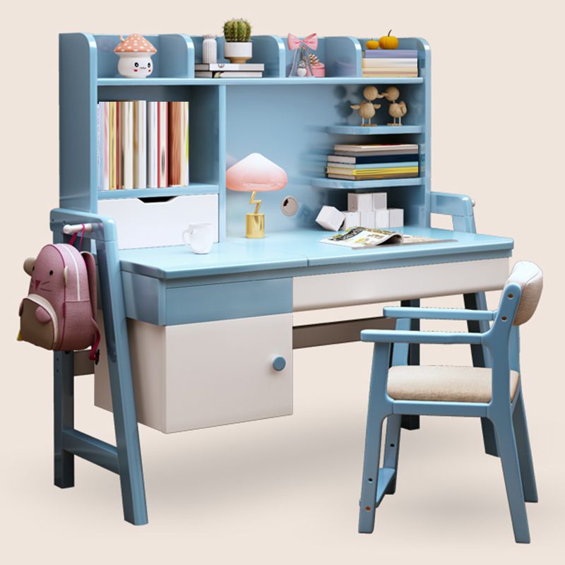 Solid Wood Kids Desk Writing Desk and Chair Set with Drawers Kids Desk