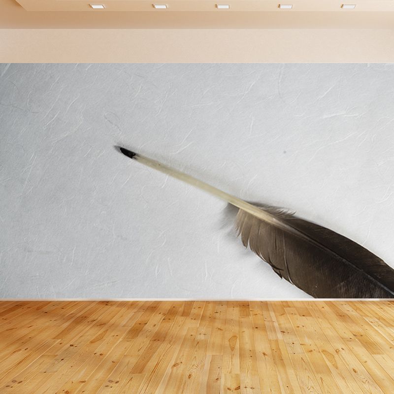 Feather Mural Wallpaper Moisture Resistant Wall Art for Girl's Bedroom