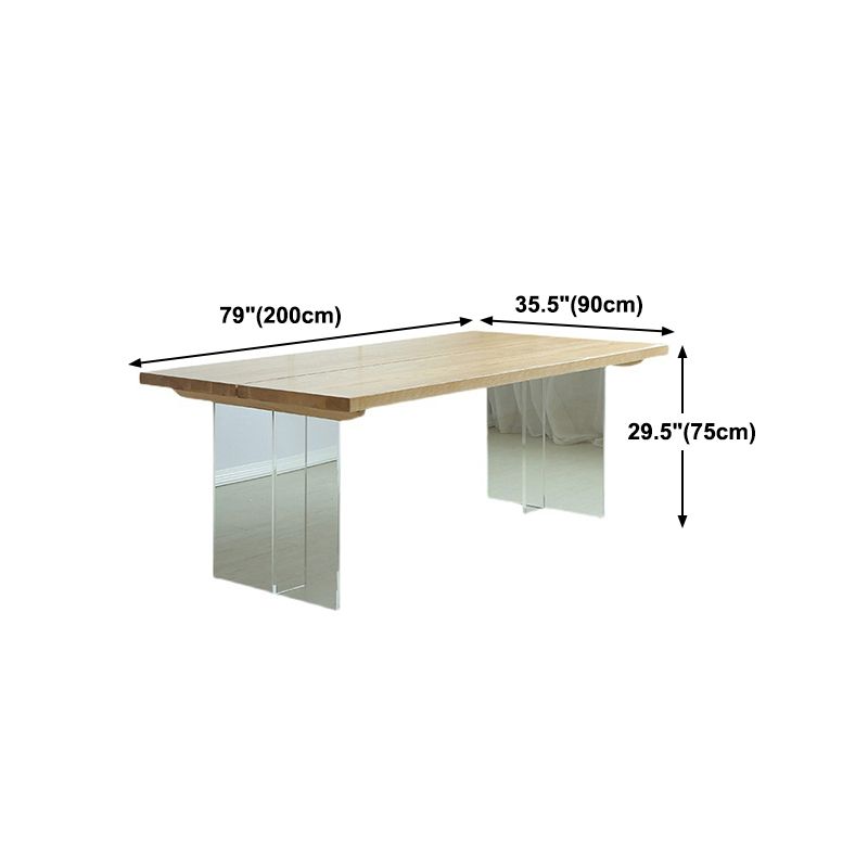 Pine Wood Top Dining Table Traditional Luxury Table with Sled Base