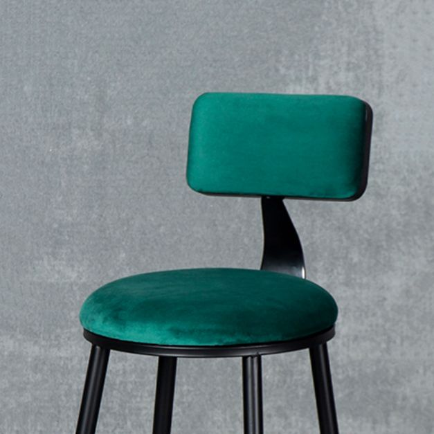 Industrial Armless Backrest Counter Stool Steel Cafe Bar Stool with Velvet Cushion