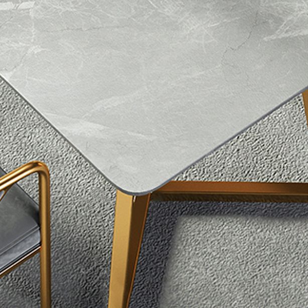 Mesa de comedor rectangular contemporánea de metal Mesa de piedra sinterizada con base de trineo
