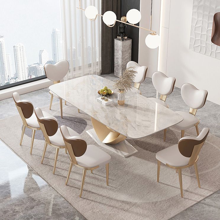 Sintered Stone Top Luxurious Dining Set Rectangle 1/2/4/5/7/9 Pieces Dining Room Table Set