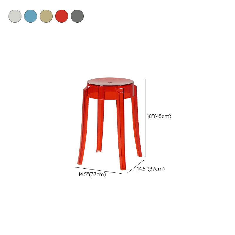 Industrial Backless Round Seat Acrylic Armless Bar Stool for Living Room